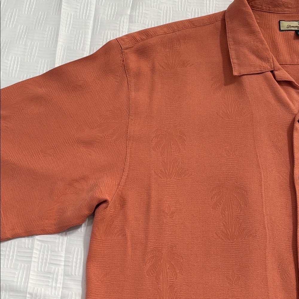 Tommy Bahama Coral Button-Up Short Sleeve Shirt Men’s 100% Silk Palm Trees Large - Picture 5 of 13